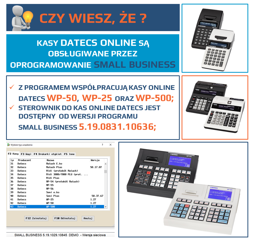 Kasy Datecs ONLINE – Program Small Business